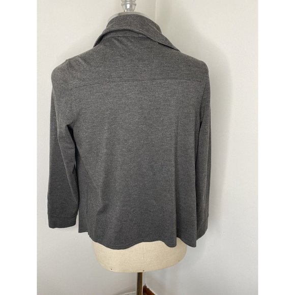 KENSIE Grey cardigan sweater Sz L Pockets Snap Neck Open Long Sleeve - Picture 4 of 5